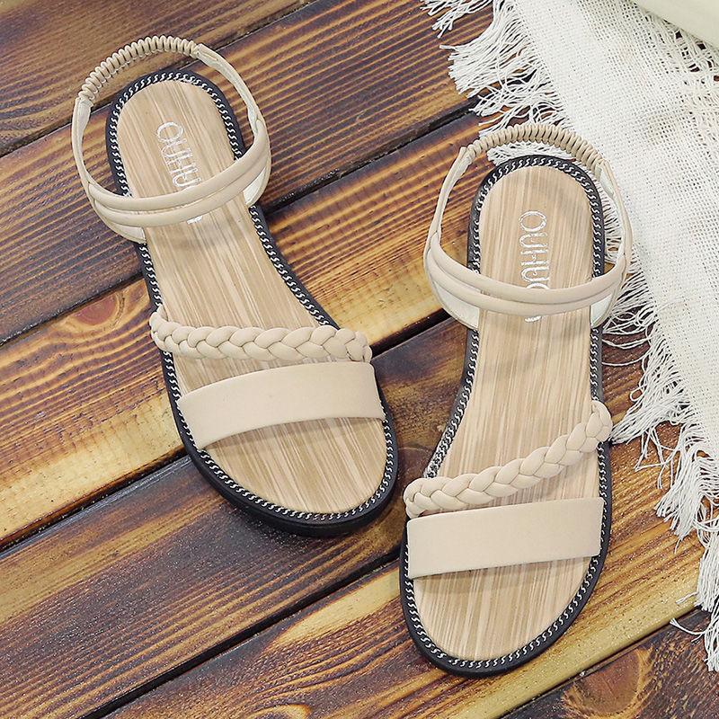 

Модные сандалии женские ортопедические зеленые удобные сандалии летние новые 2024 без каблука бабочка модные стильные на плоском каблуке римские 35