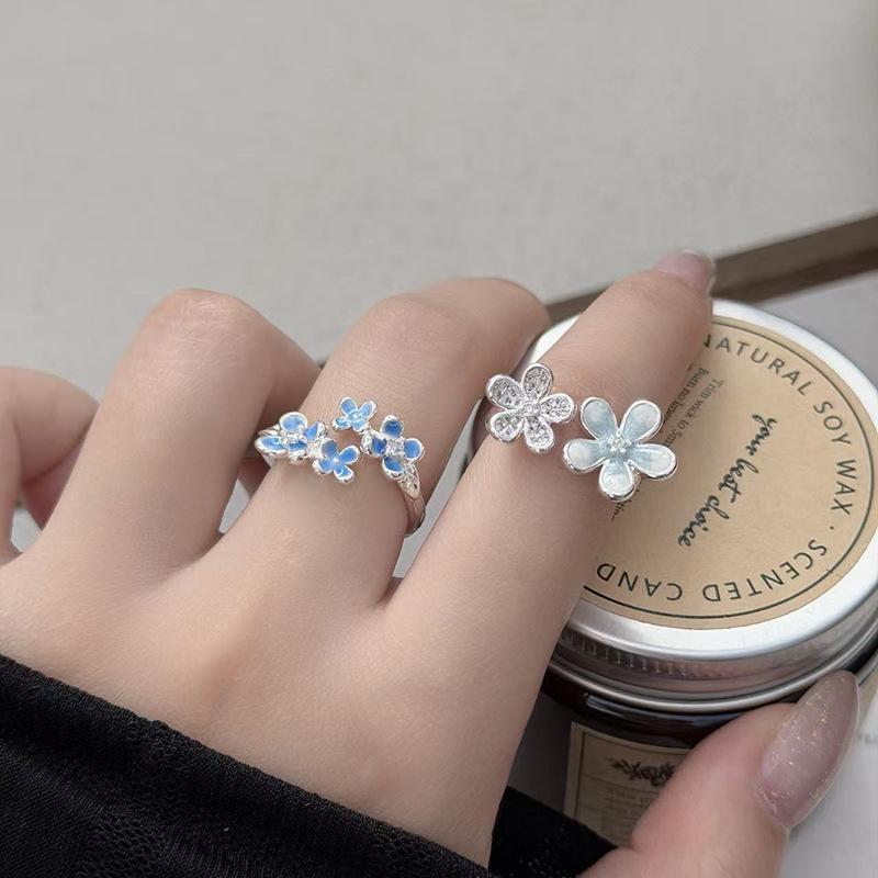 Inel Deschis Floare Zână Super Schimbare Graduală Email Stil Dulce Design Nișă Feminină Modă Vânt Rece Inel Index Pliabil