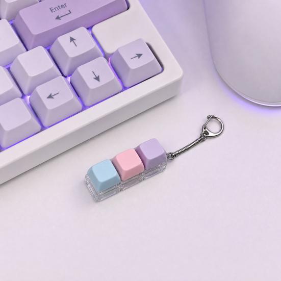 2/3/4/9-Keys Keyboard Fidget Toy, Stress Relief Push Button Finger Clicker Toy, LED Light-up Mechanical Keyboard Fidget Keychain