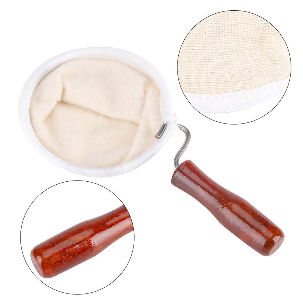 Wiederverwendbares Flanelltuch   Kaffeefilter-Sieb mit Holzgriff (Klein)