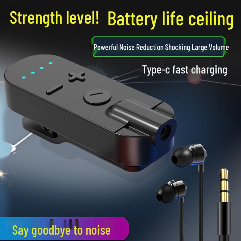 Universal Clip-On Bluetooth Headphone Receiver with Extended Battery, High-Quality Sound, Noise Reduction, and HD Calls