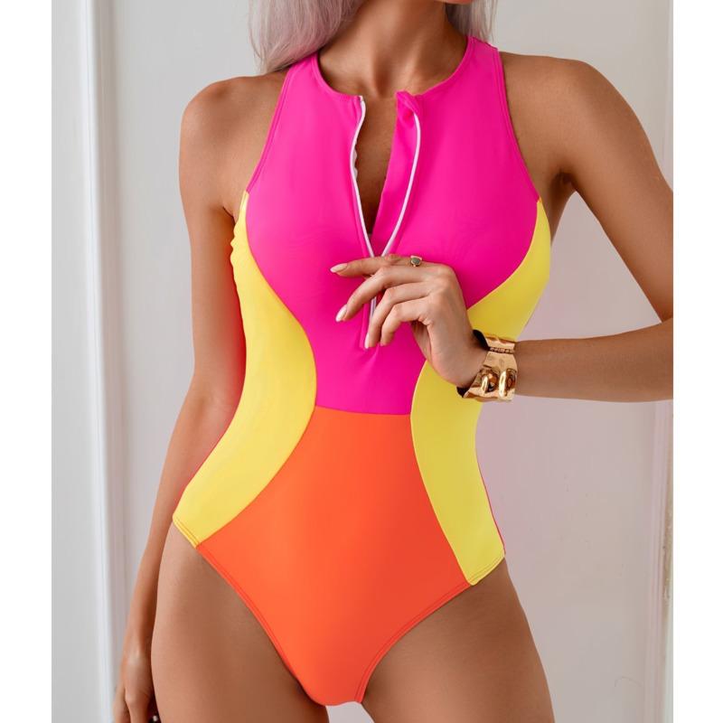 Sommer Sexy Badeanzüge Einteilig Damen Geschlossene Bademode Sport Surfen Schwimmbekleidung Bodysuit Badeanzüge Strandbekleidung Pool Badegast