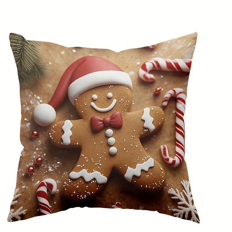 Festive Gingerbread Christmas Pillowcases: Adorable Decor for Your Holiday Home! Sofas, Bedroom Pillow Covers, Holiday Gifts