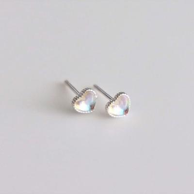 Silber 925 Opal Mini Herz Ohrringe Silber Einfach Wunderschön
