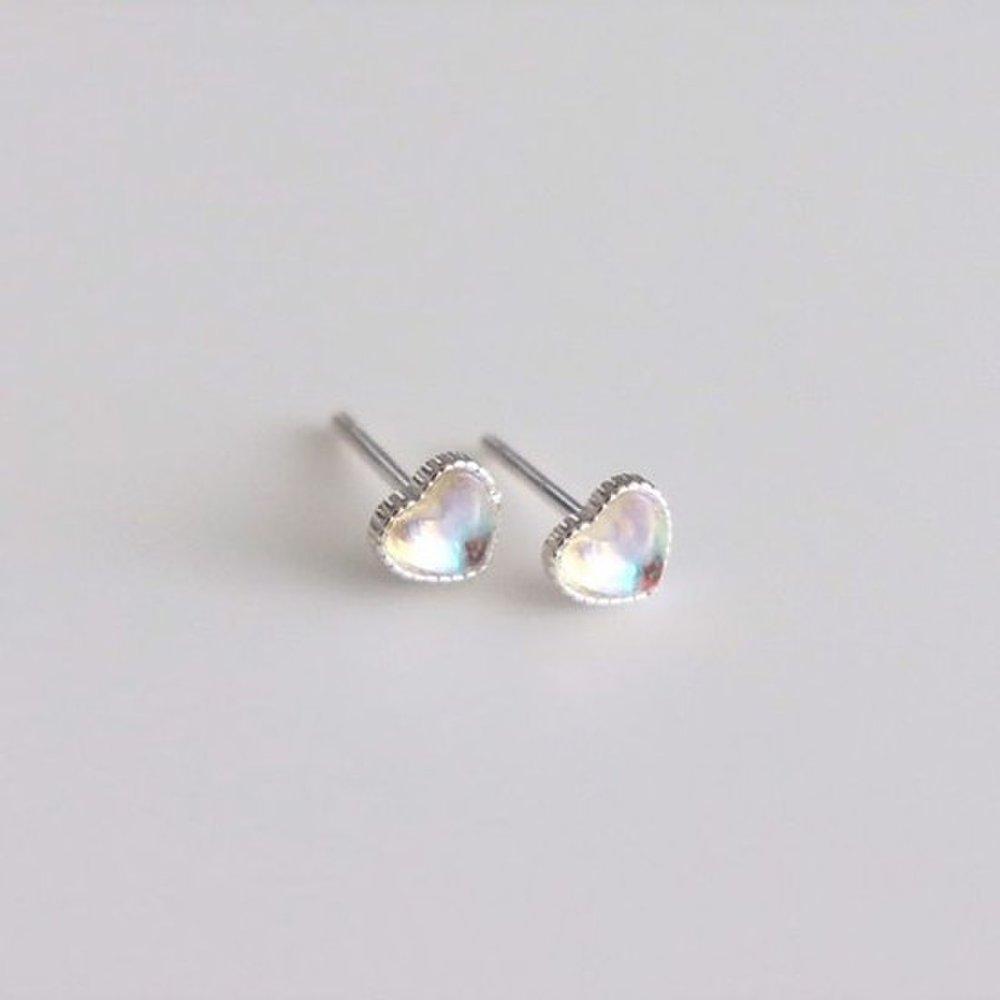 Silver 925 Opal Mini Heart Earrings Silver Simple Gorgeous