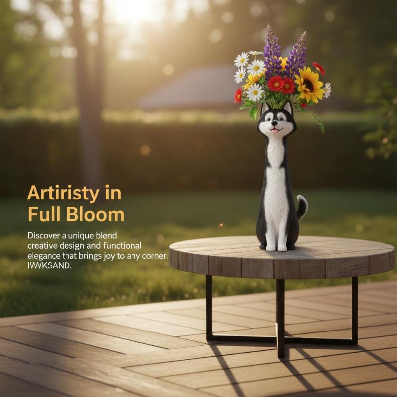 Schokbestendig Hars Dier Bloemenvaas Schattige Hond Kat Vorm Speels Ornament voor Familie Huis Kinderkamer Bureau Decoratie
