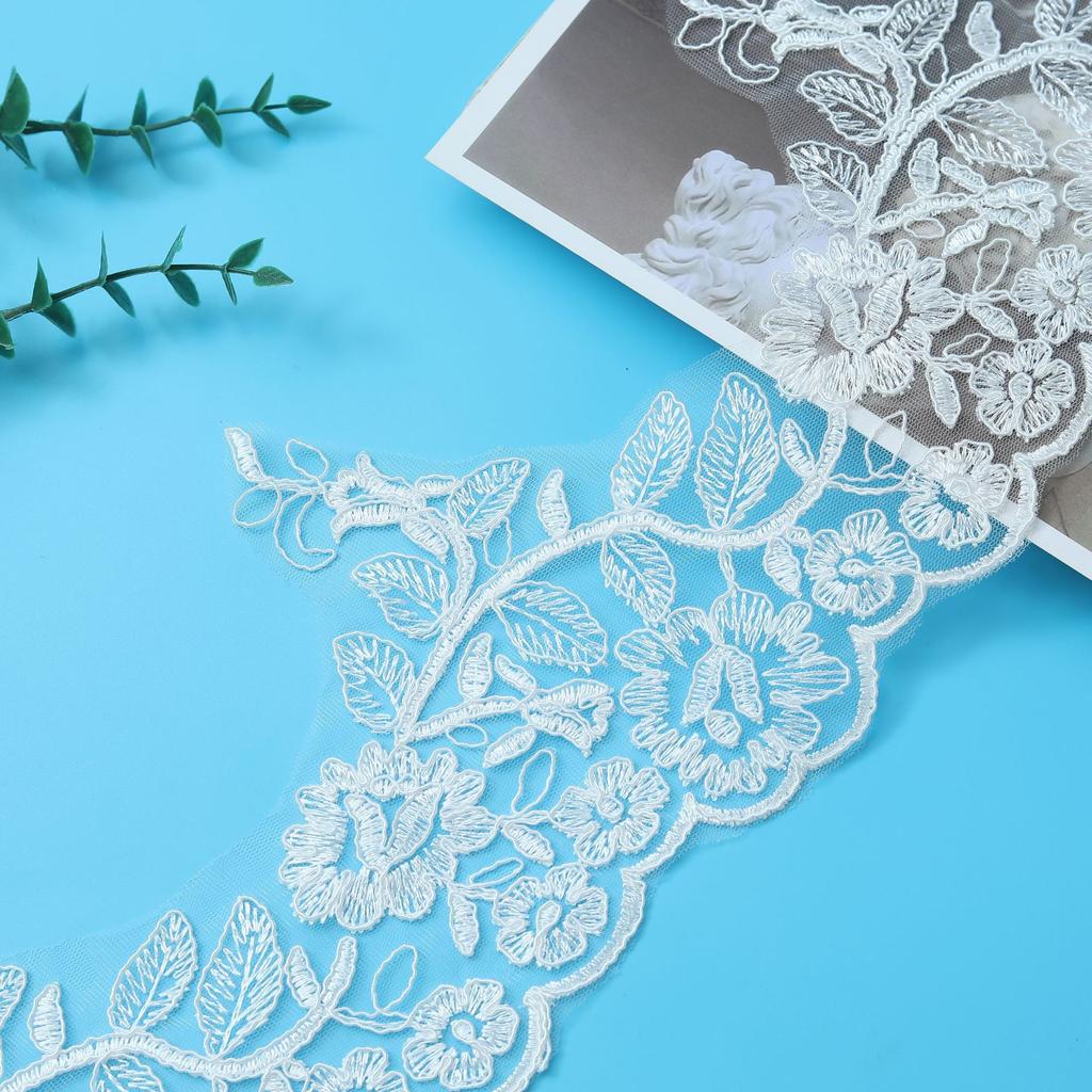 Car Bone Embroidery Beige Wedding Dress Lace, Veil Headband Children'S Clothing Skirt, Performance Clothes, Accessories Lace 15Cm