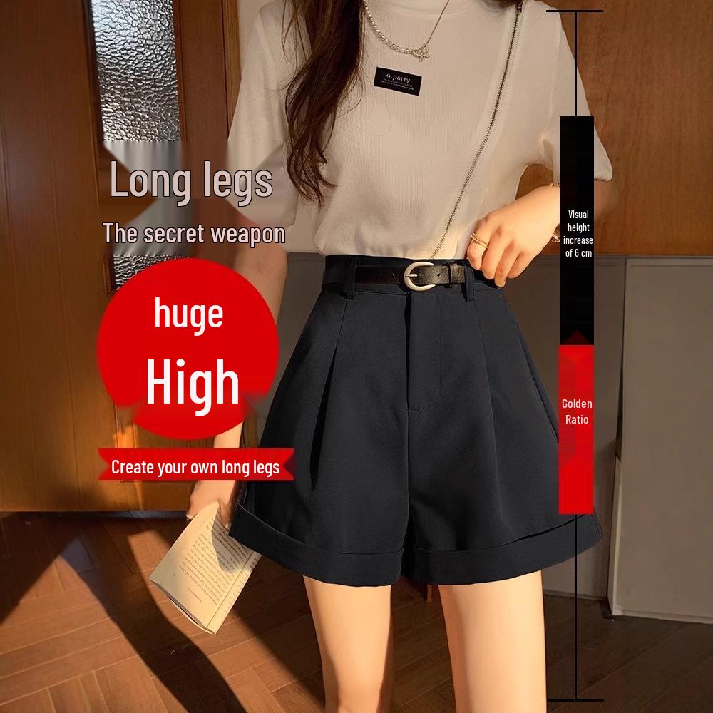 Petite Women's High Waist Pleated A-line Suit Shorts for Summer 2025