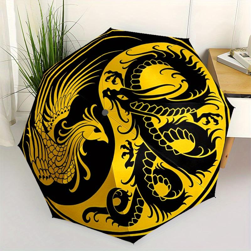 1pc Dragon Phoenix Yin Yang Print Automatic Open/Close Umbrella, Perfect Gift for Birthday, Christmas,Halloween, Trendy Fashion y250828105