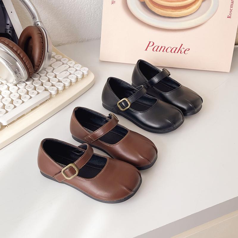 Kinder Lederschuhe Einfarbig Schlichtheit Mädchen Prinzessin Schuhe Plissee Ins Trend 2025 Frühling Herbst Mädchen Ballerinas Runde Zehen Süß