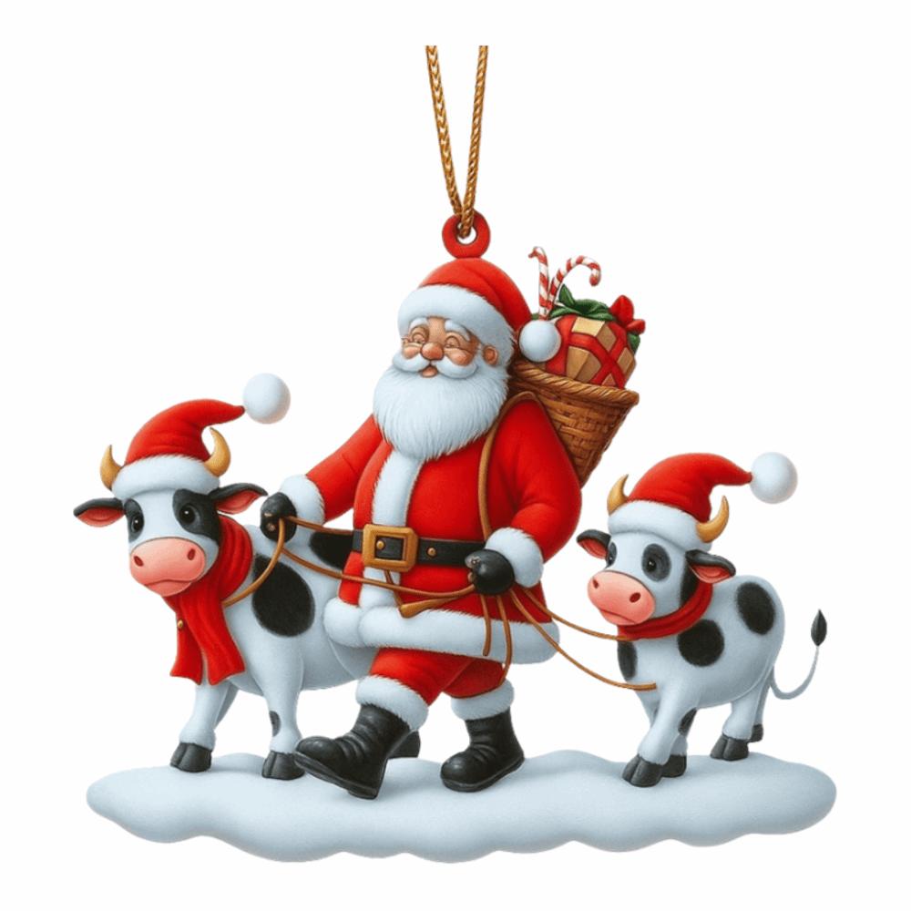 2D Flat Christmas Pendant Acrylic Car Horse Pendant Xmas Tree Hanging Ornament  New Year Gift