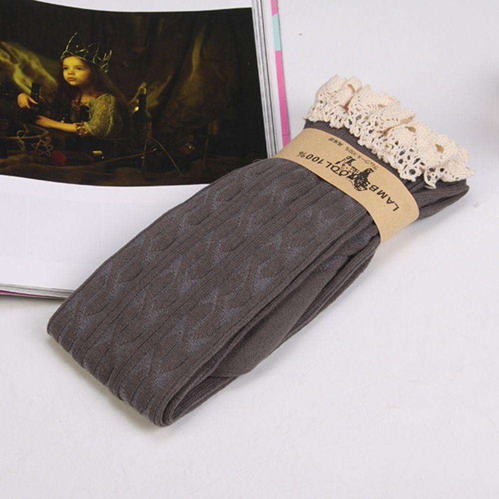 

Twists Weaving Knee Length Socks Lace High Stockings Fashionable Long Stockings Autumn and Winter світло-сірого кольору