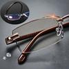 Reading Glasses Men Women Anti Blue Light Presbyopia Rimless Eyewear Vintage Style Diopter +1.0 To 4.0
