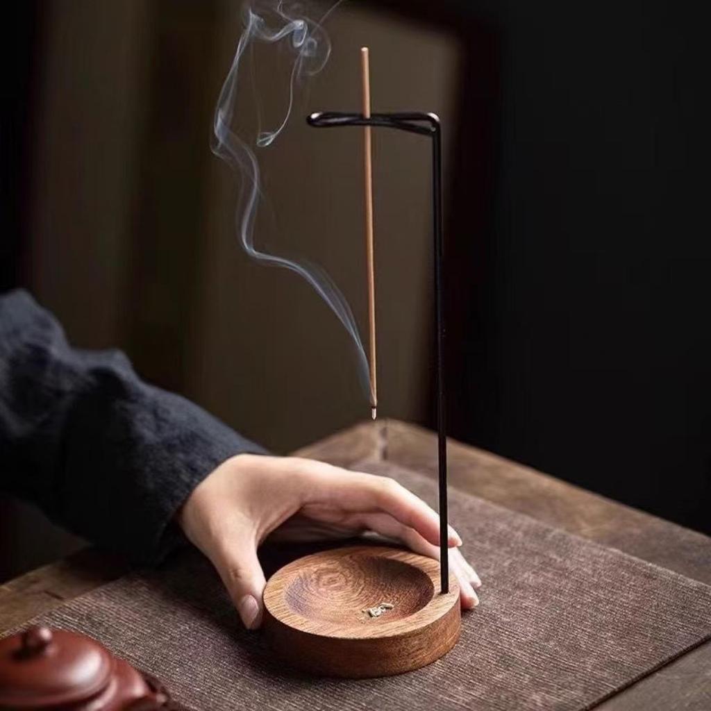 Zen Style Hanging Incense Burner - Japanese Tea Ceremony Sandalwood Holder for Sticks and Line Incense, Indoor Aromatherapy Stand