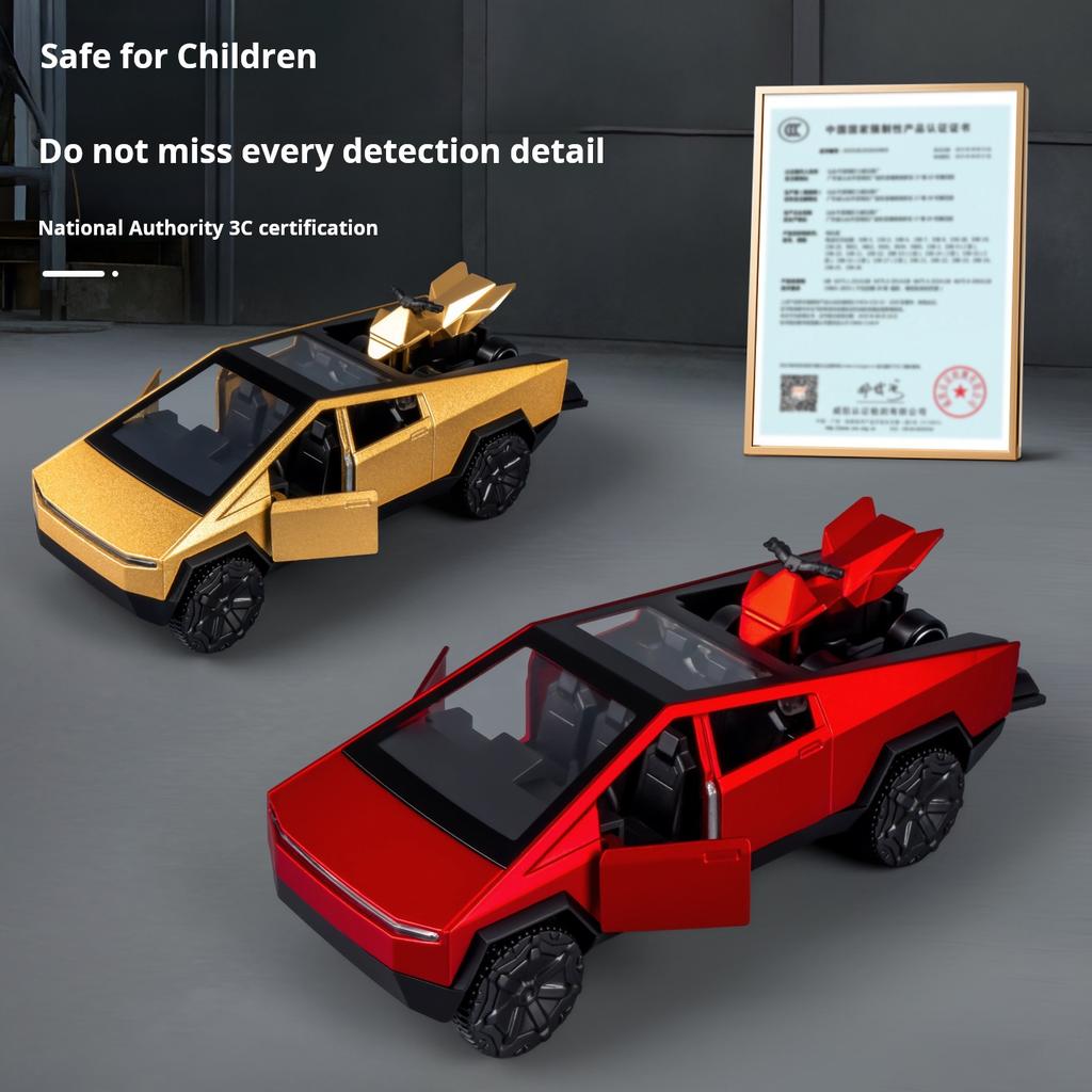 1:36 Cybertruck Speelgoed Off-Road Voertuig Die-Cast Modelauto Strandmotorfiets Hobby Verzamelsieraad Verjaardagscadeau Voor Jongen