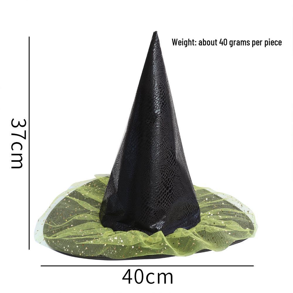 Black Ruffled Lace Velour Witch Hat with Harry Map Design