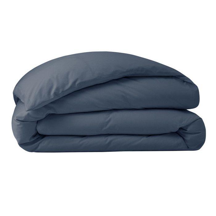 Housse de couette percale de coton peigné "Julian" toutes dimensions Coton Pur - Julian Bleu Encre - Housse de couette 260 x 240 cm
