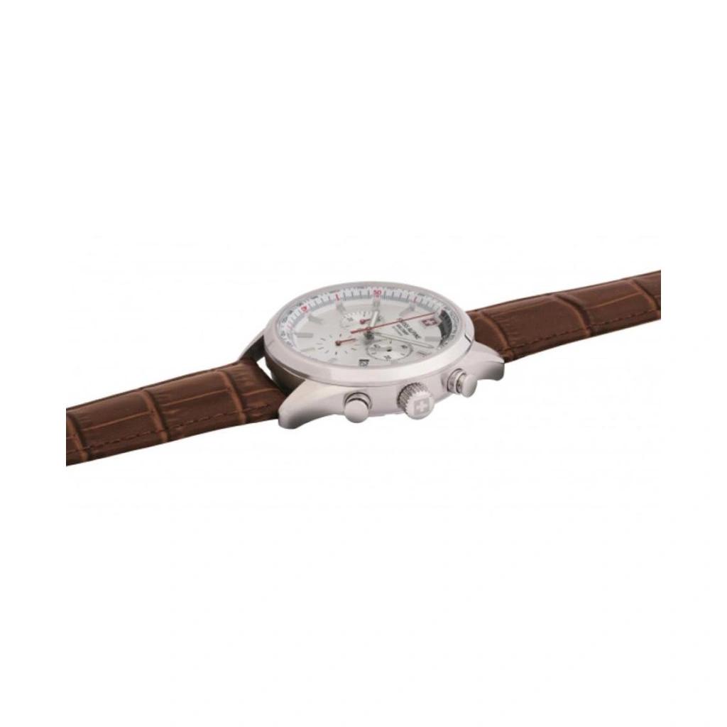 Swiss Alpine Military Ceas pentru bărbați Pegasus Chronograph Curea de piele Cadran argintiu Quartz 7086.9532 100M