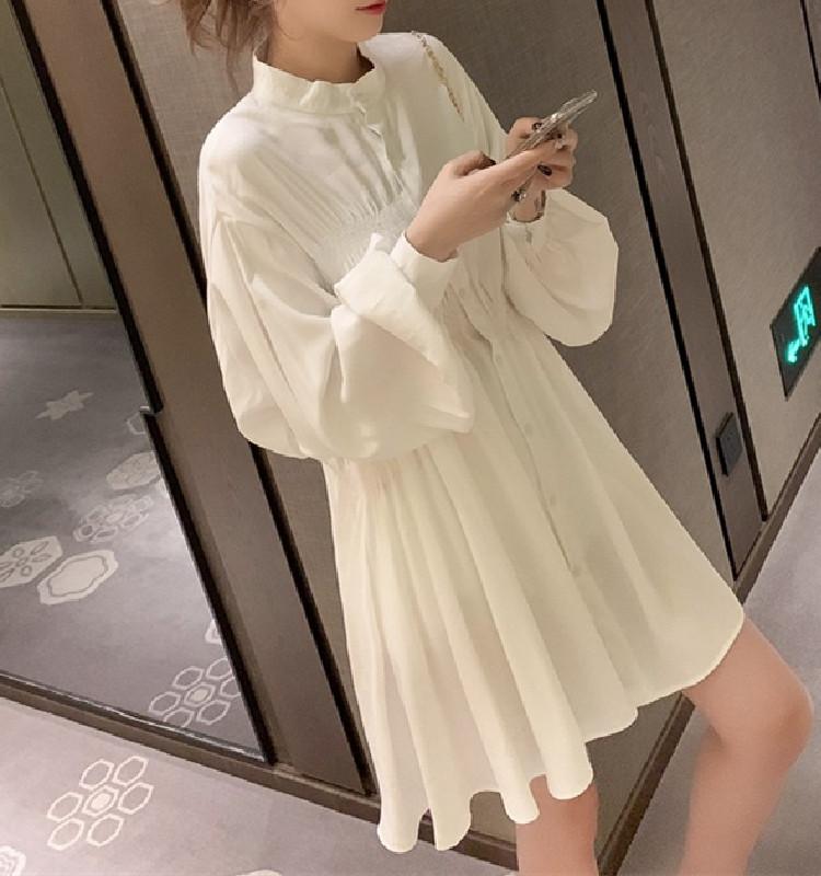 Early autumn new loose medium and long shirt women's long-sleeved design sense niche waist top light and cooked shirt