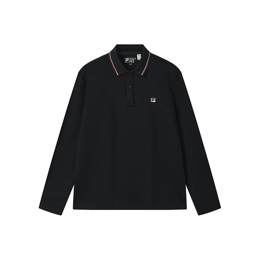 

FILA Heritage Fashion Simple Classic Casual Business Everyday Versatile Comfortable Knit Long Sleeve Polo Shirt Men tops Legendary-Blue F11M548223FNV L