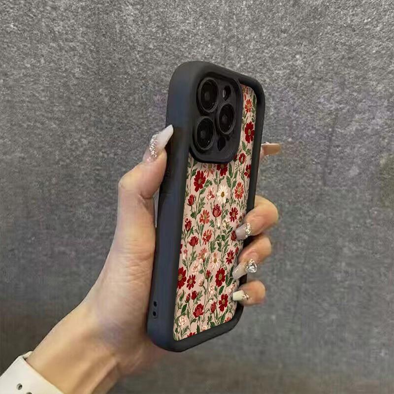 Phone Case Vintage Wine Red Floral Pattern For iPhone 17 16 15 14 13 12 11 Pro Max XS XR X 7 8 Plus 16E 17 Air 13 Mini TPU Cover