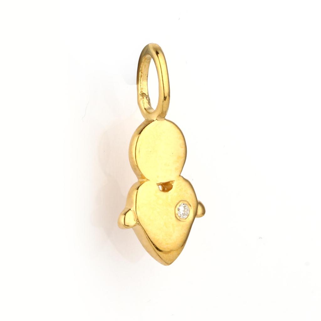 Natural White Diamond 925 Sterling Silver Gold Plated Pendant Round 1.30mm Minimal Handmade Fine Jewelry Gift for Her