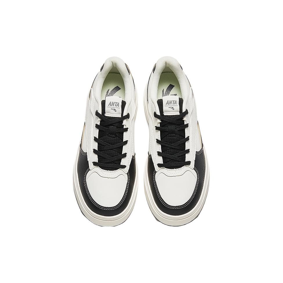 Anta Comfortable Shock Absorbing Durable Low Top Sneakers Women Sneakers White Black 922348013-1