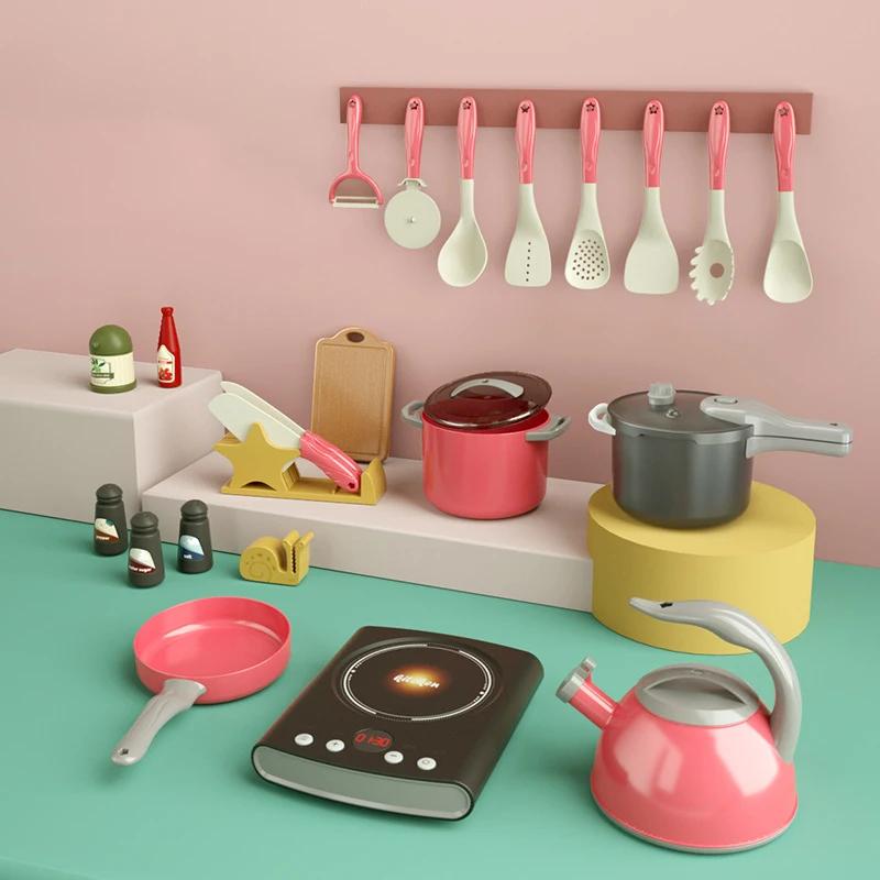 Play Role Playing Toys Boys Girls Kids Toys Kitchen Cooking Toy Set Pretend Cooking Food Play With Pots Pans Utensils Cookware