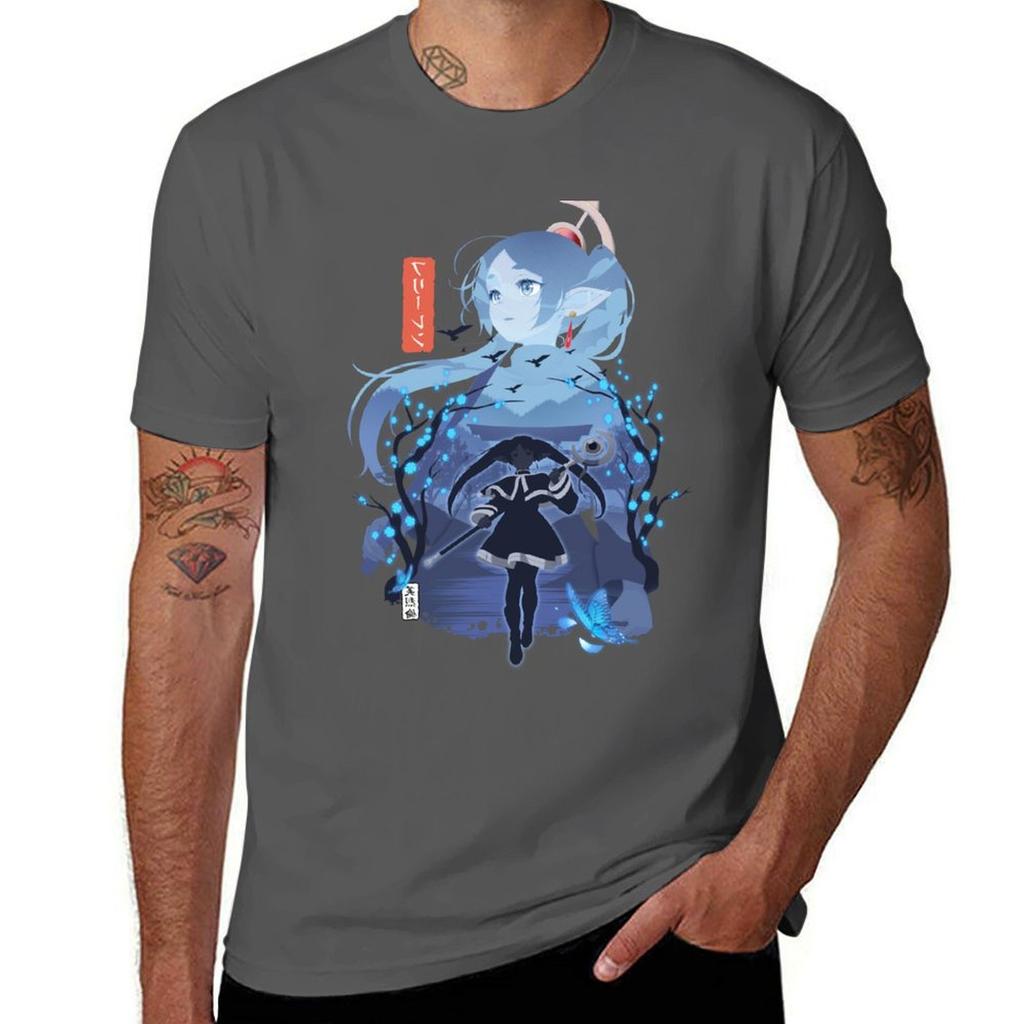 Frieren Silhouette Journeys End Tshirt Plus Size Street Style Tee Tshirt