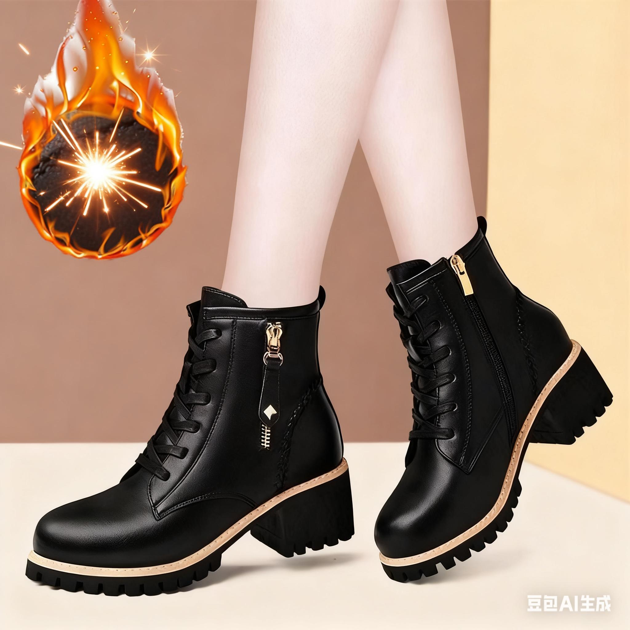 

Женские ботильоны Зимние на флисовой подкладке и удобные Модные ботинки 34EU/CN35 чёрный