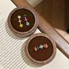 Sweet Rainbow Four Leaf Clover Stud Earrings Ring Set In Sterling With Crystal Accents Women