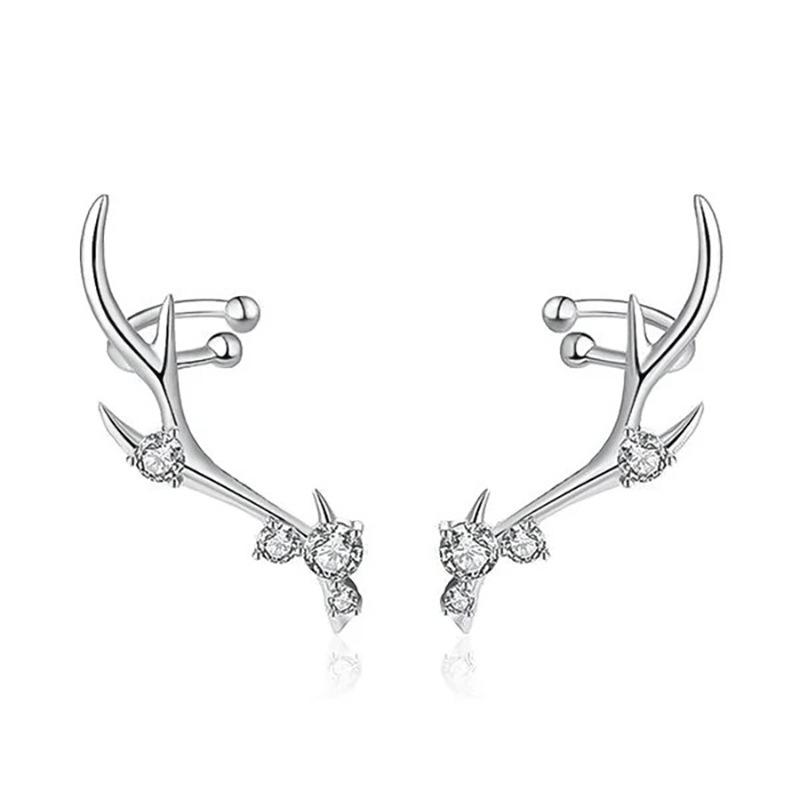 

Cao Shi Antler Stud Earrings with Zircon - Fashionable Christmas Jewelry for Women