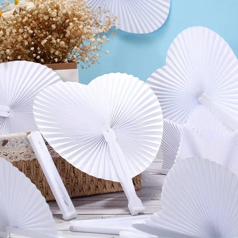 WTEMPO White Heart-Shaped Folding Paper Fans Elegant Handheld Accordion Fans for Wedding Birthday Anniversaries Party Decorations Wedding Decorations