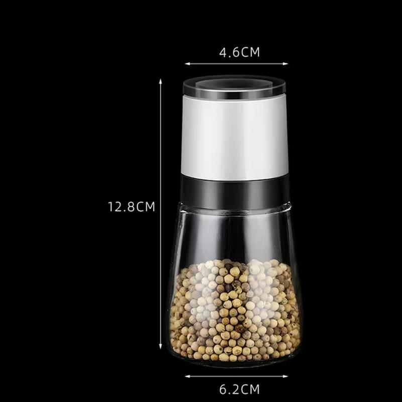 

Manual Salt Pepper Grinder Adjustable Ceramic Salt & Pepper Mill Transparent Glass Herb Grinder Peppercorn Grinder Kitchen Tool