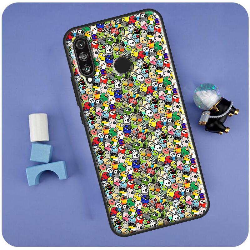 Cartoon Cockatiel Collage For Huawei Nova 10 9 SE 3i 7i 8i 11i 12i Y60 Y61 Y70 Y72 Y73 Y90 Y91 P20 P30 P40 Lite Case