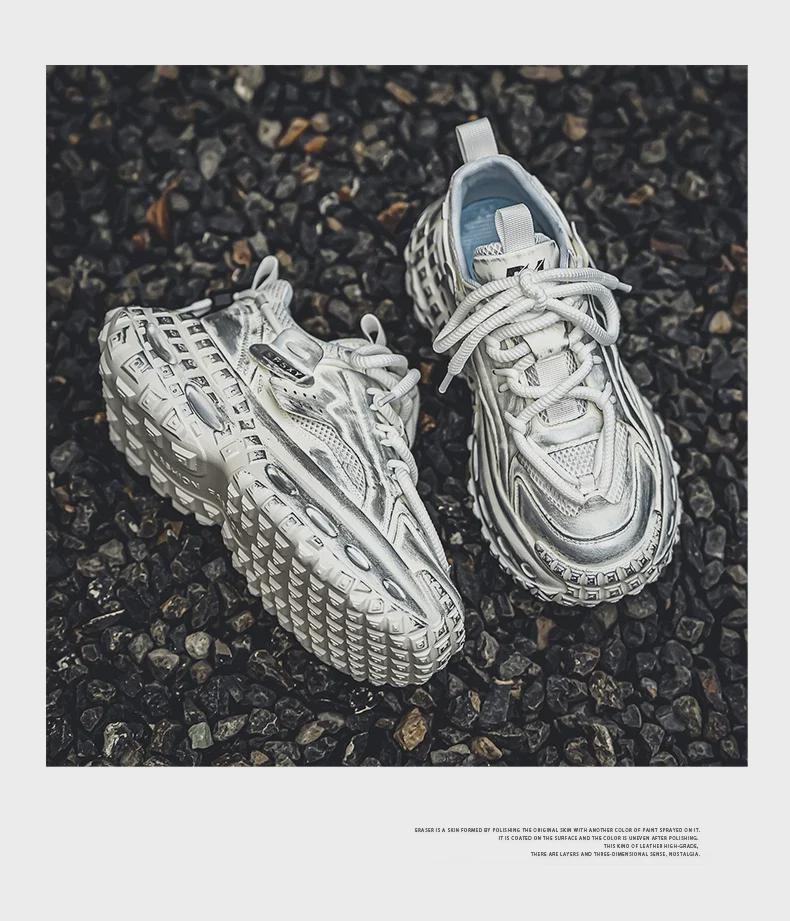 Putian Men's Trendy Summer Breathable Height-Enhancing Dad Shoes with Tire Sole