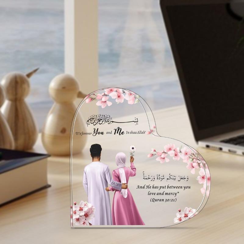 1 paire, couple musulman imprimant une plaque acrylique en forme de cœur, cadeau de mariage musulman, couple islamique, cadeau de mariage islamique, souvenir.