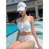 Korean-Style High Waist Two-Piece Swimsuit with Hollow-Out Skirt