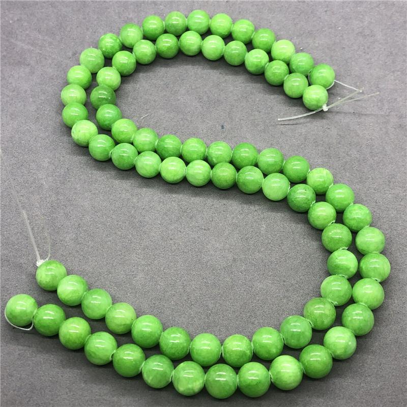 Přírodní kámen Drahokam Tráva Zelený Chalcedon Sypké korálky Šperky Kulaté korálky