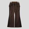INCERUN Men Casual Drawstring Elastic Waist Hooded Long Sweatpants Flare Pants Trousers