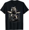Cat Playing Drums I Cat Music T-Shirt Unisex T-Shirt