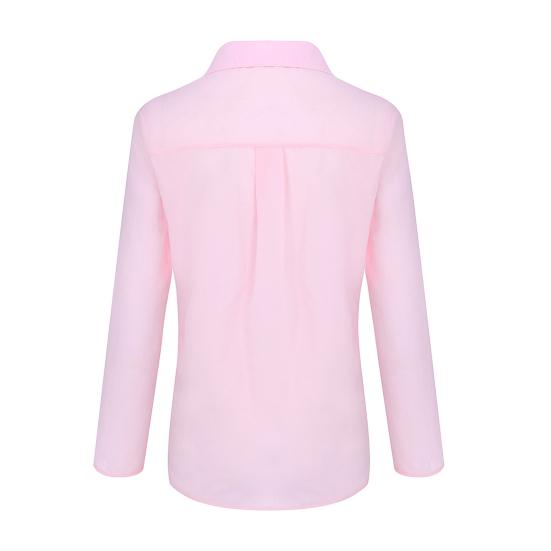Women Shirt Lapel Long Sleeve Buttons Placket Shirt Tops with Pockets Pure Color Regular