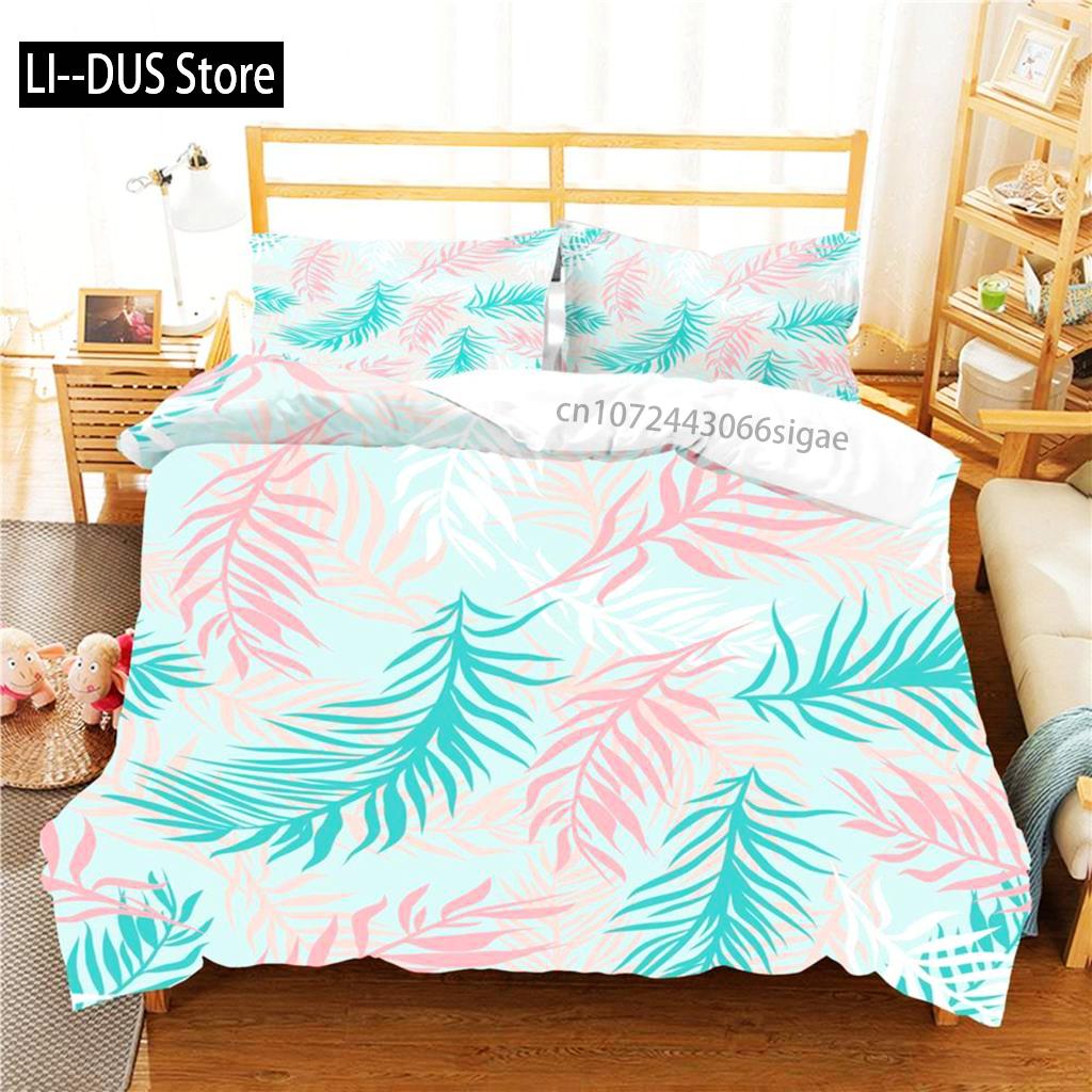 

Comforter Leaves Queen Size Hawaiian Tropical Leaves Theme Bedding Set King Microfiber Green Leaves Branches Comforter (quilt)-EU Single(135*200cm)3pcs