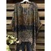 Damenbekleidung Bohemian Floral Tunika Übergröße Damen Bohemian Floralprint Tunika T-Shirt Kurzarm O-Ausschnitt Freizeitkleidung