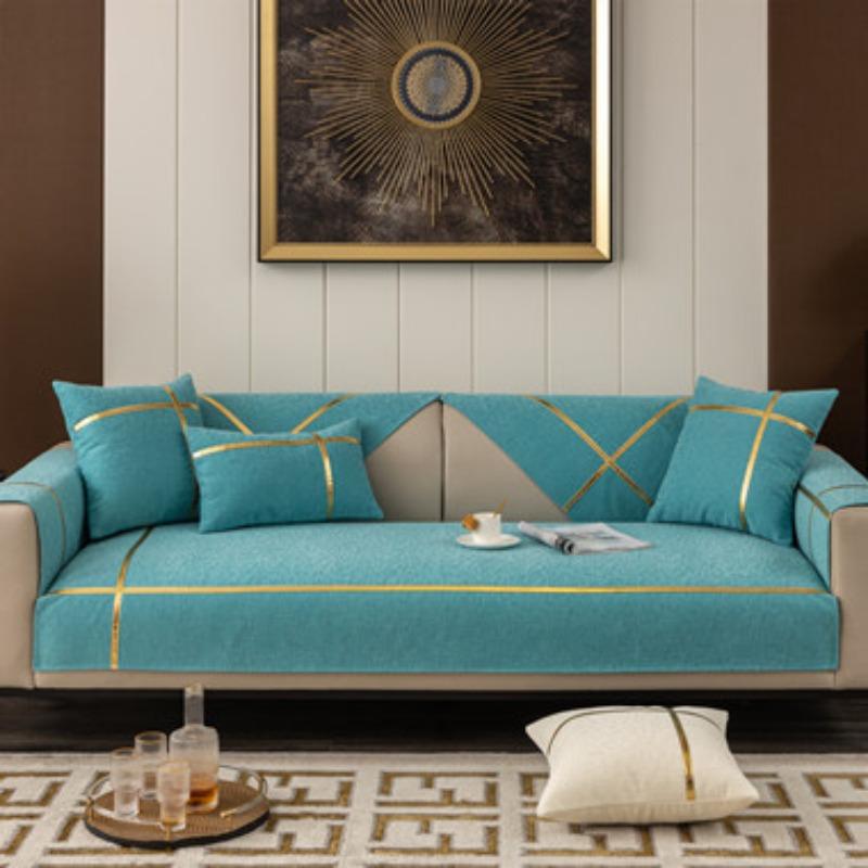 

Четыре сезона универсальный темный узор шенилл золотой край диванная подушка современный дом простая нескользящая диванная подушка полотенце 70*70