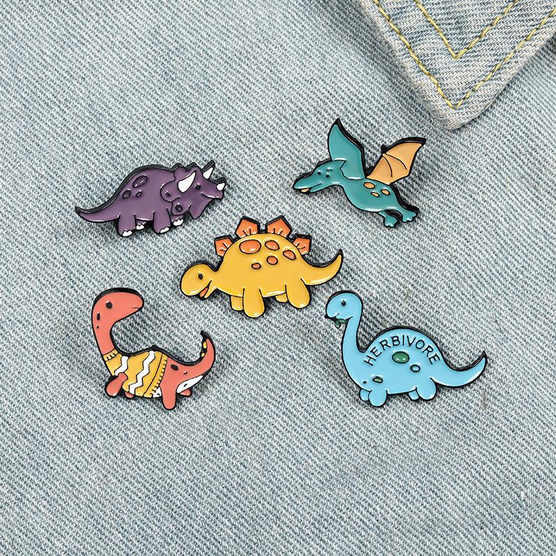 Dinosaur Pterosaur Triceratops Carton Enamel Pin Custom Brooch Clothes Rose Planet Animal Badge For Bag Lapel Jewelry Gift F