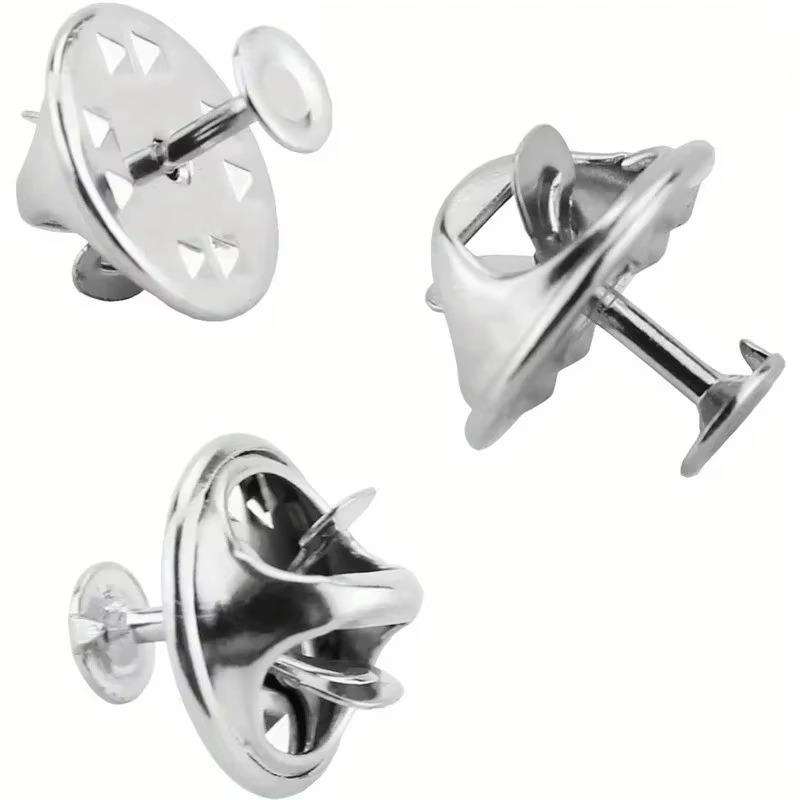 

50pcs Copper Badge Butterfly Cap Buckle Needle Card Cap Brooch Clutch Tie Pin Cuff Pin DIY Jewelry Pin Silver золотий