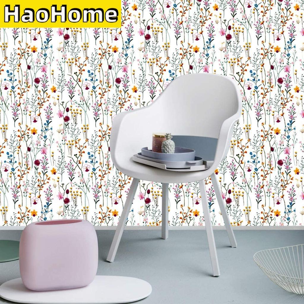 Floral Peel and Stick Wallpaper Multi Color Self-Adhesive Wall Paper Removable Wall Decor for Home Bedroom Walls Doors Stairs