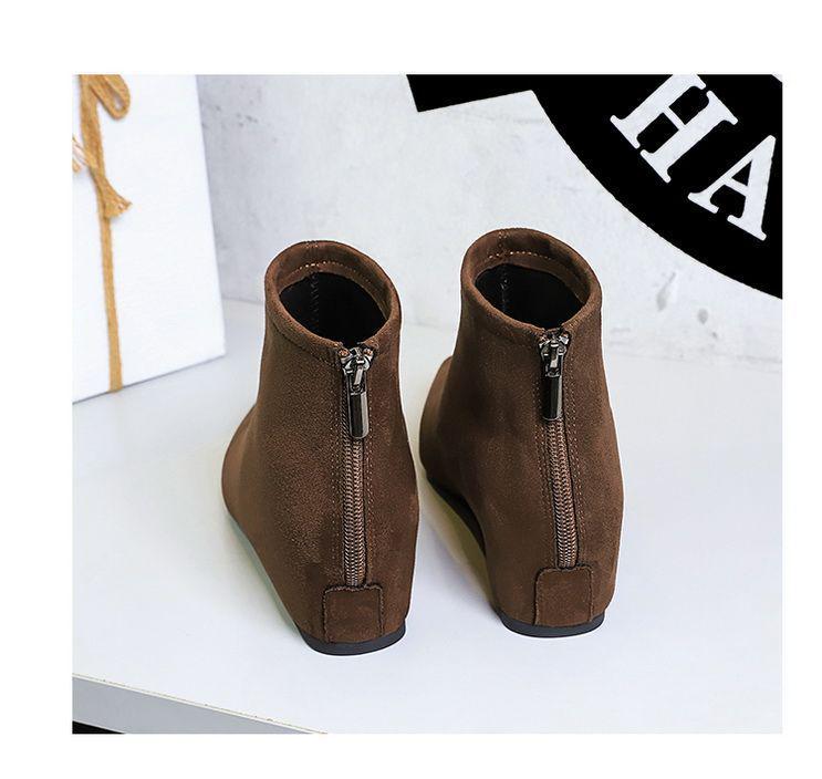 European Leopard Print Women's Ankle Boots - Sexy Wedge Heel with Back Zipper for Autumn and Winter