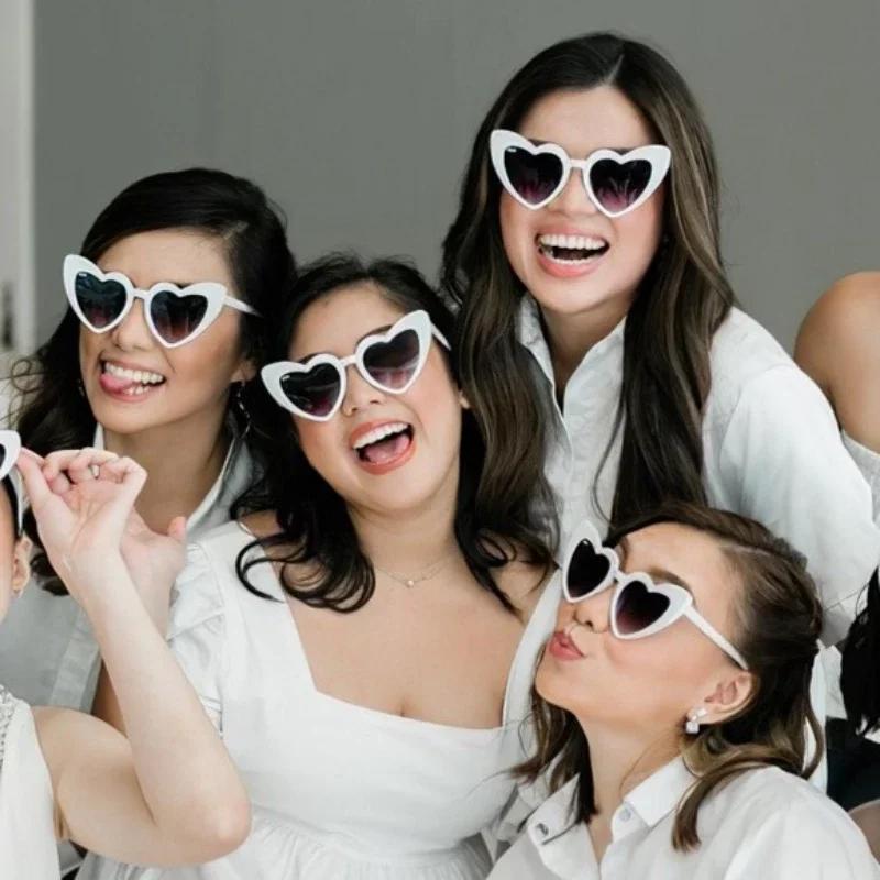 10 Pack Heart Sunglasses Vintage Cat Eye Heart Glasses Retro Bachelorette Bride Sunglasses Bulk For Women